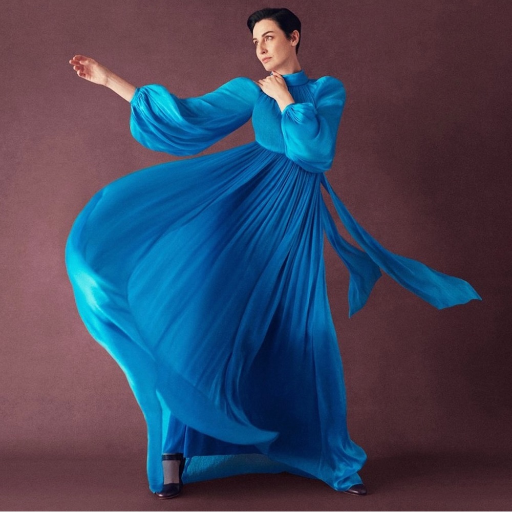 CAROLINA HERRERA Pleated crepe gown RUNS S…